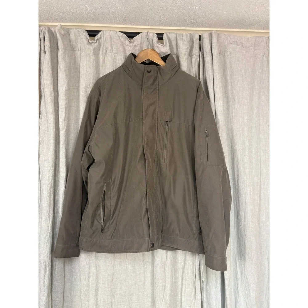 Michael Kors Mens XL Field Jacket Olive Brown Quilted Lined Packable Hood